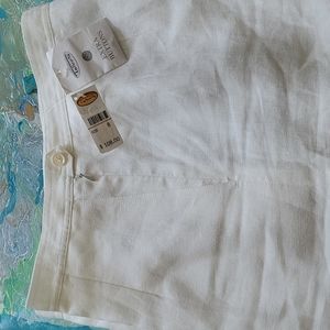 NWT Talbots White Linen wide leg pants. Size 8.